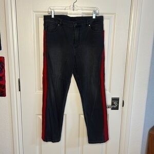 Escada red velvet stripe jeans